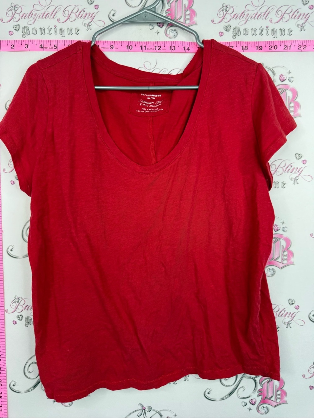 Denver Hayes Bright Red Scoop Neck Short Sleeve Tee